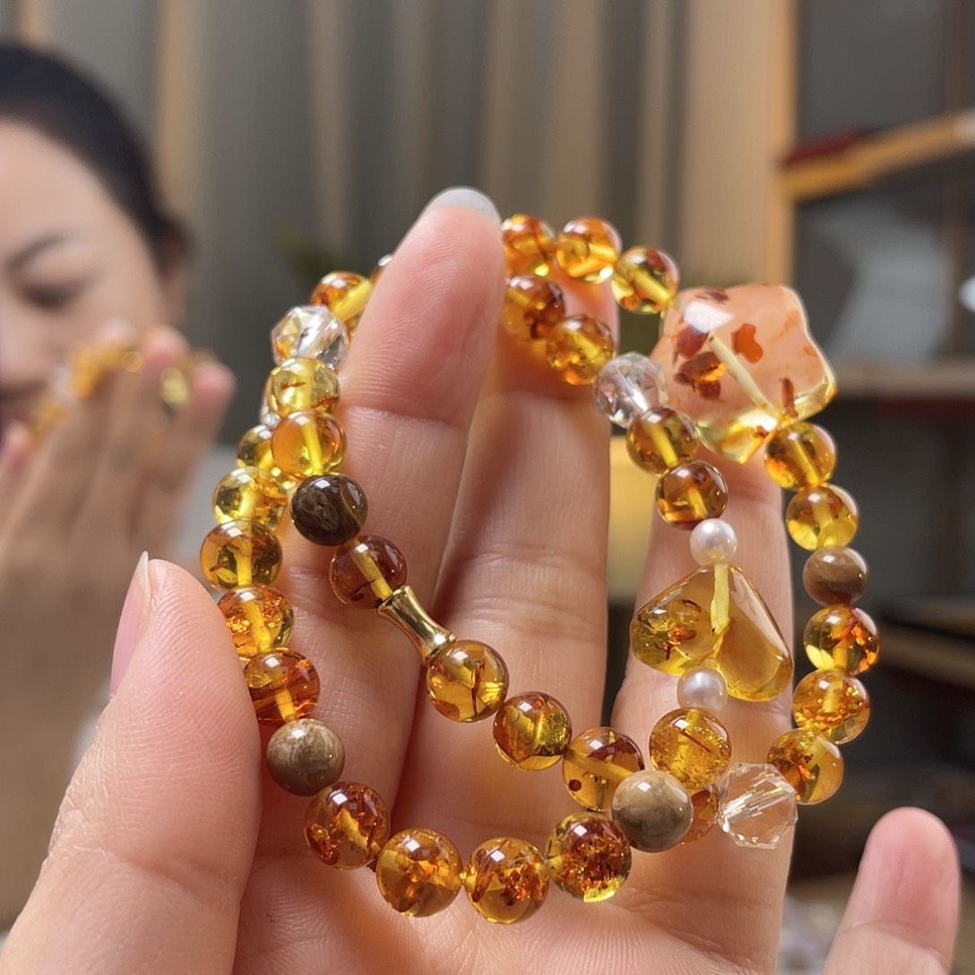 琥珀裸石未镶嵌琥珀手串