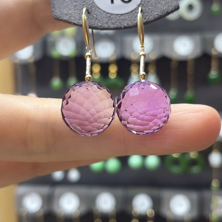 紫晶耳饰18K金镶嵌耳饰