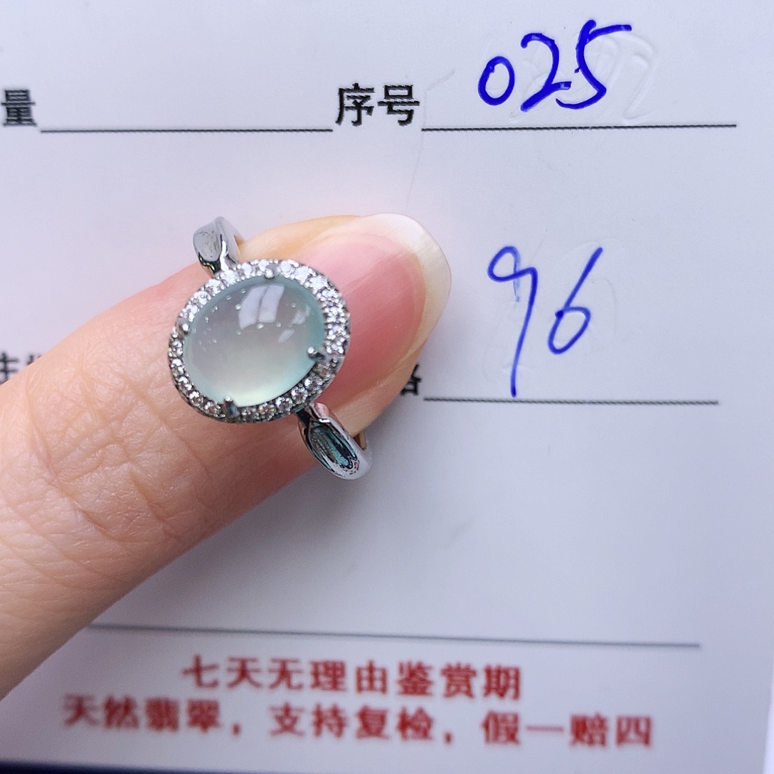 翡翠戒指银S925镶嵌025
