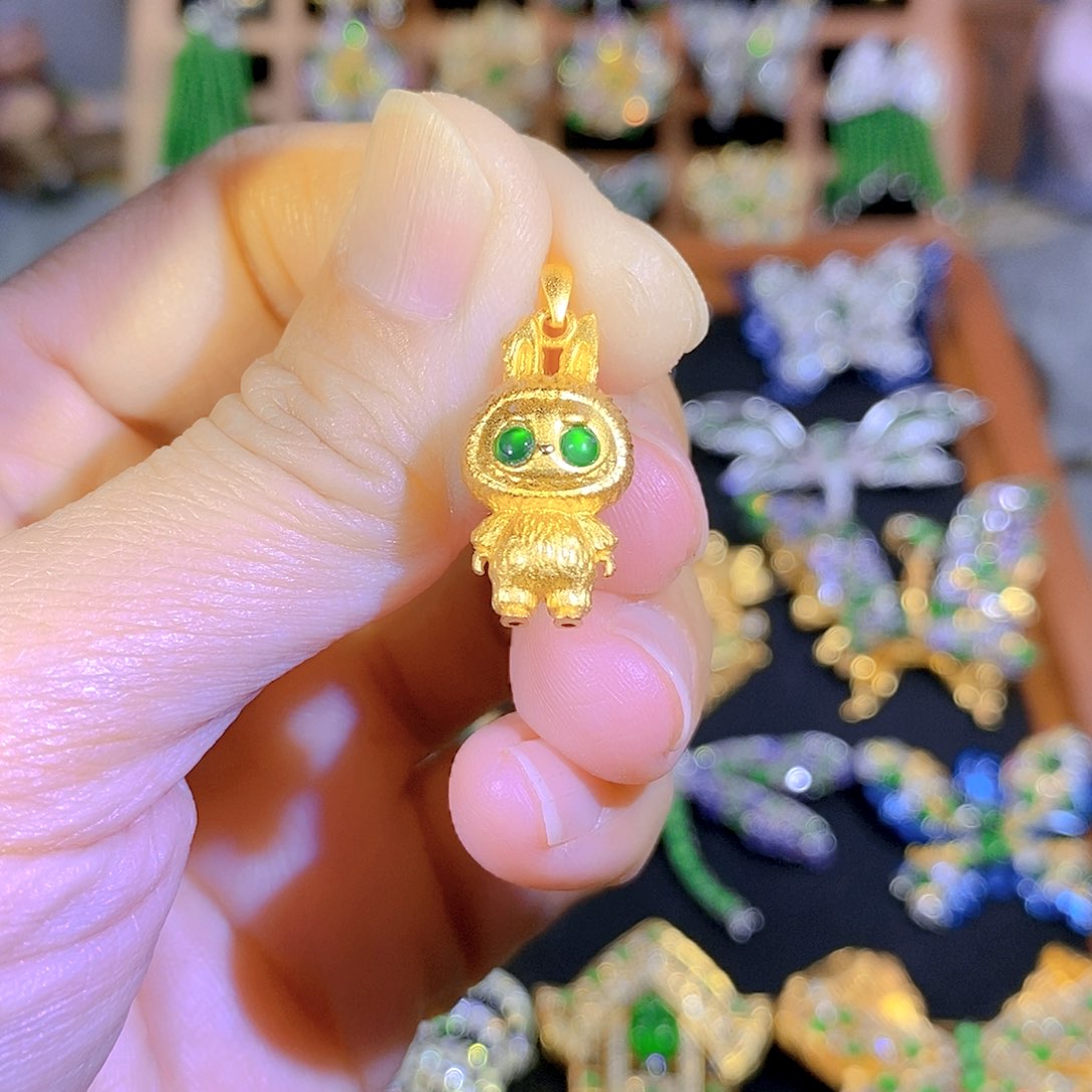 吊坠(不含链)银S925镶嵌翡翠