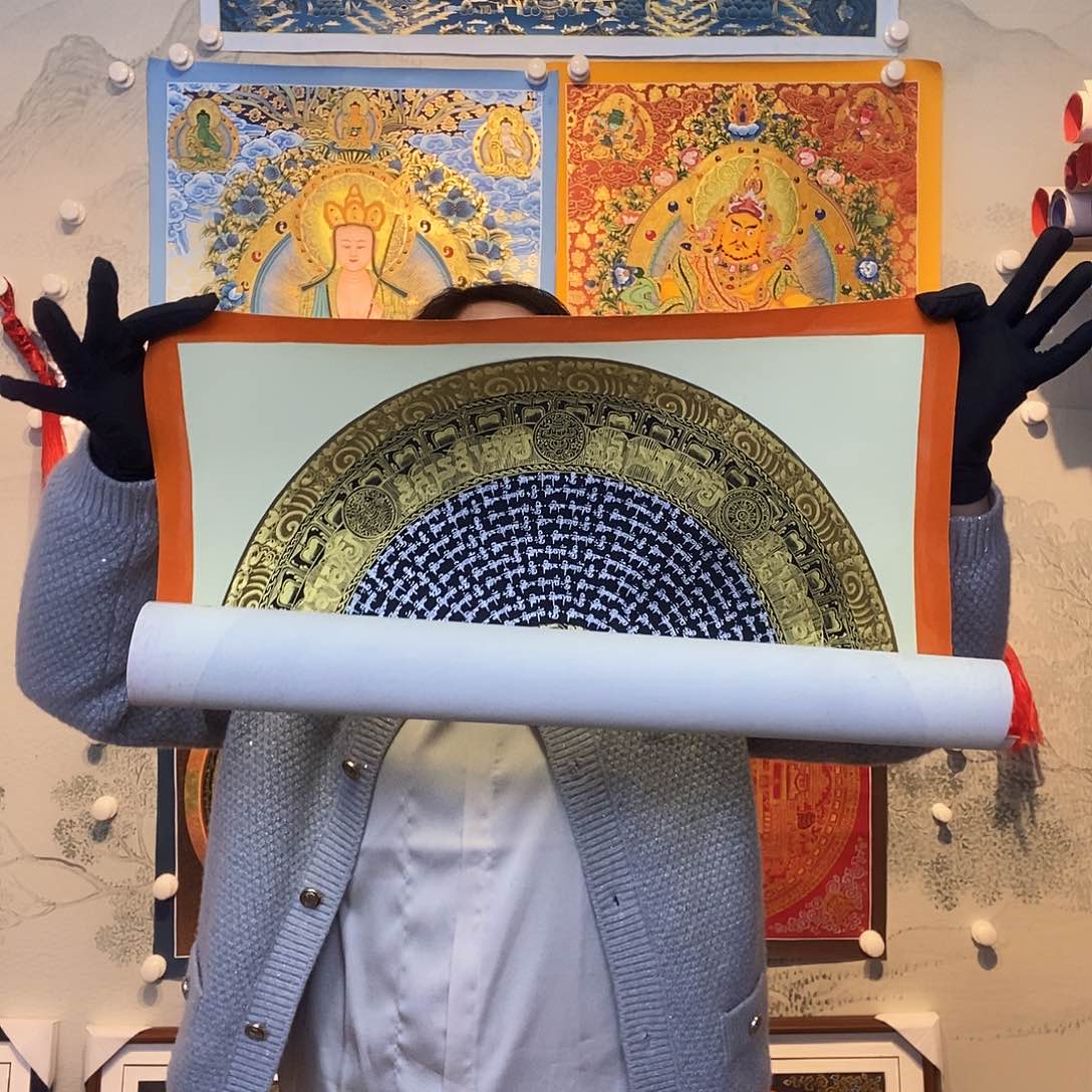 卷轴画纯手绘六字真言唐卡50尺