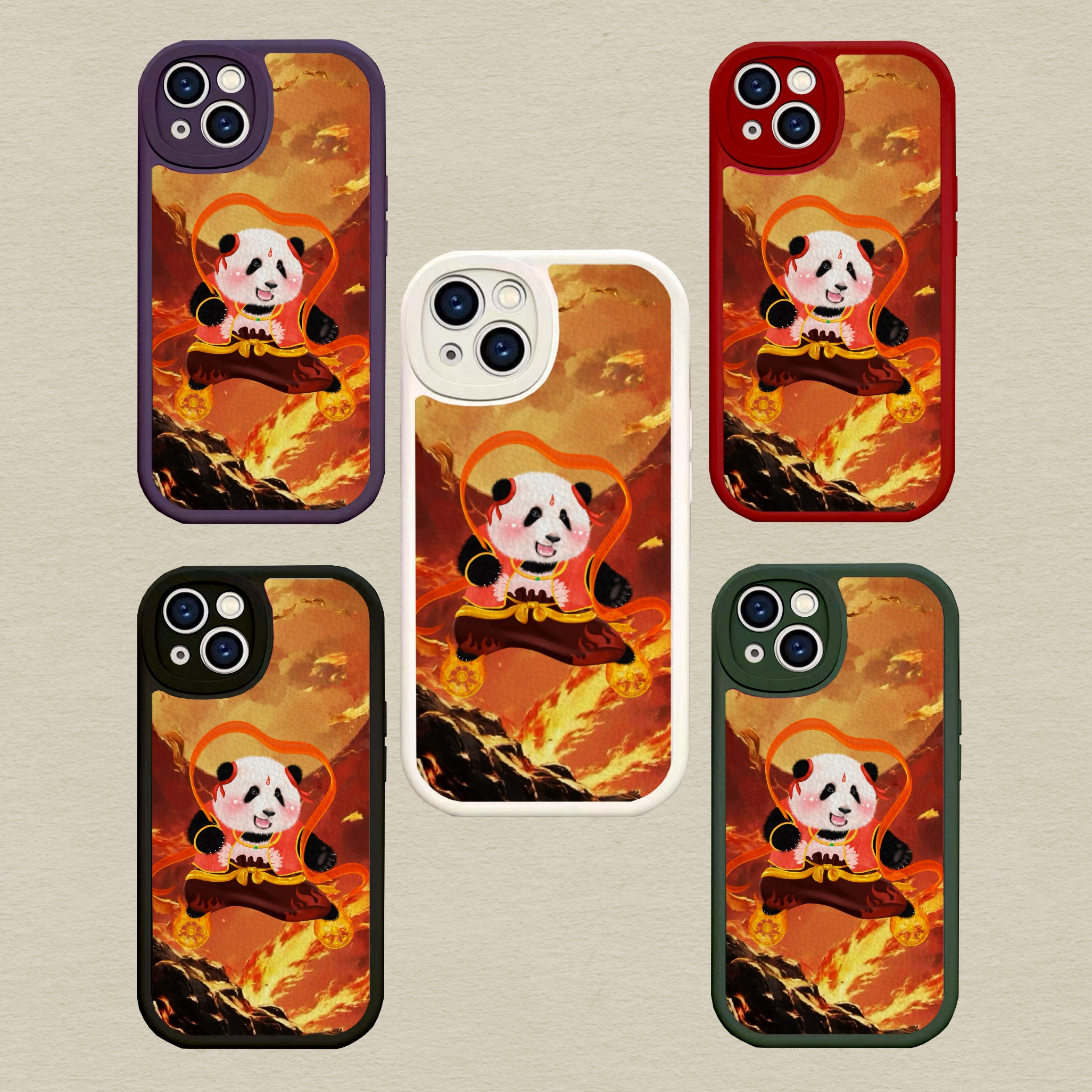 熊猫可爱手机壳小羊皮全包防摔硅胶保护套