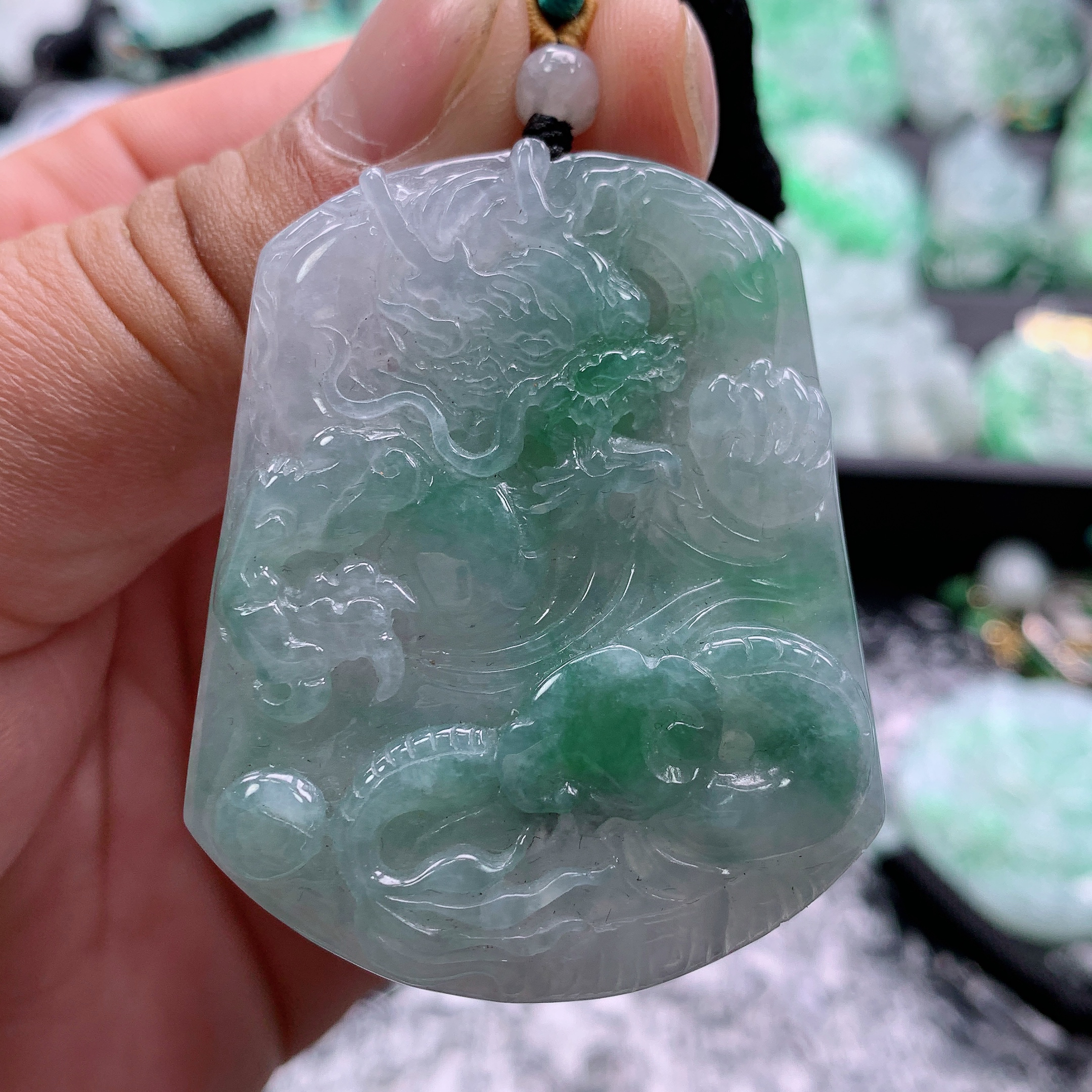 天然A货翡翠龙牌吊坠挂件53-41-5.8