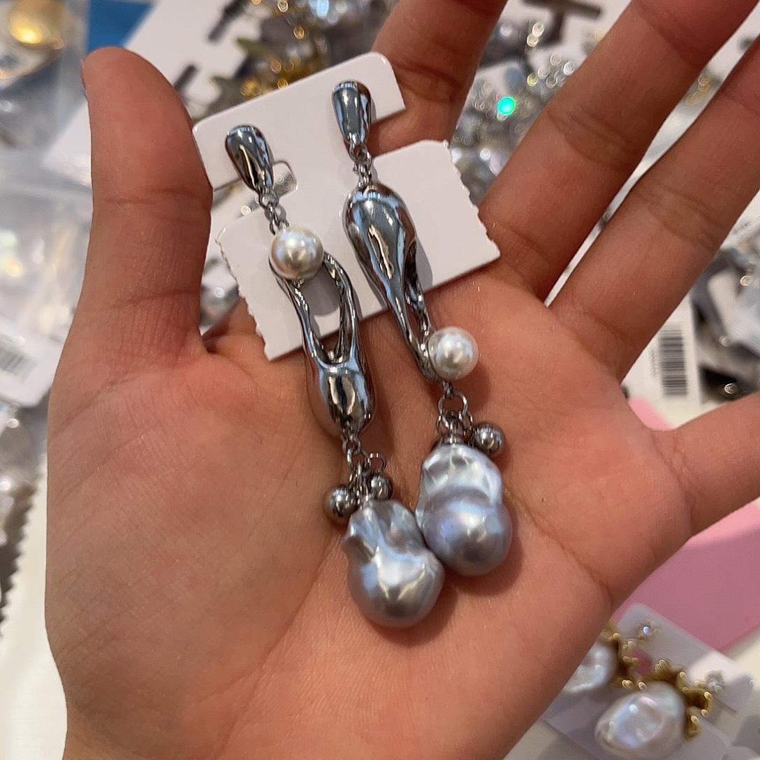 合金淡水珍珠耳饰