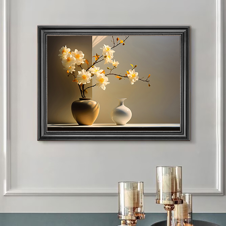 YH19简约现代餐厅客厅装饰画挂画轻奢饭厅背景墙窗户沙发花卉壁画
