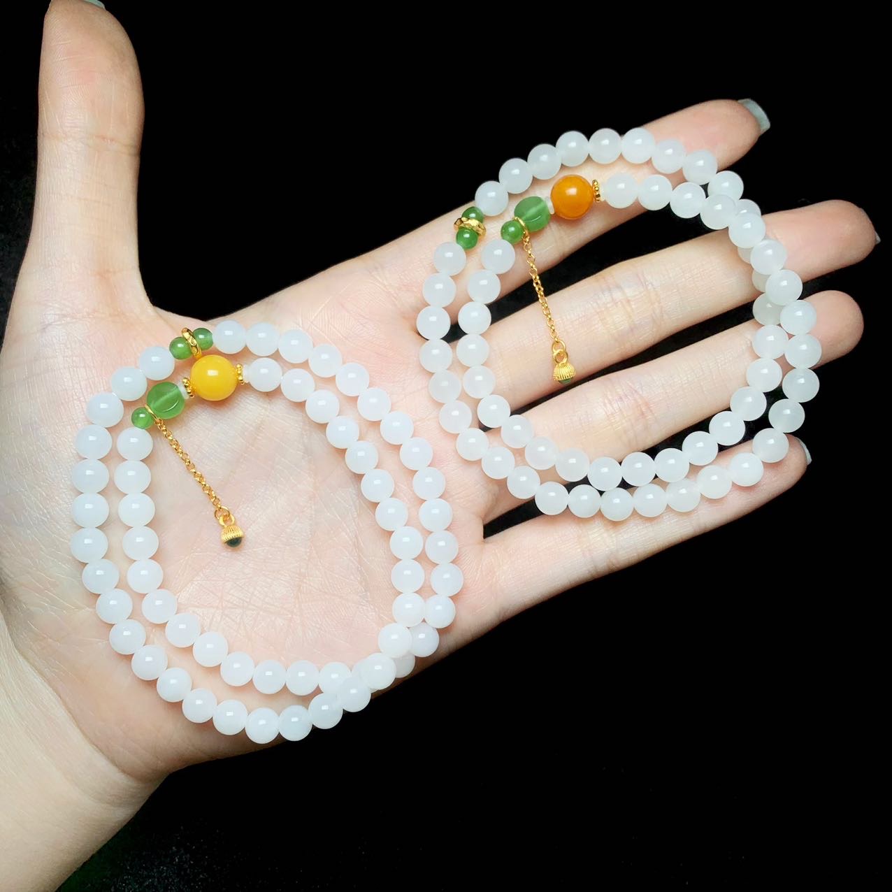 【云上好物】DS79214-和田玉DIY多圈手串-多样性发其一-5.5mm（甄选）