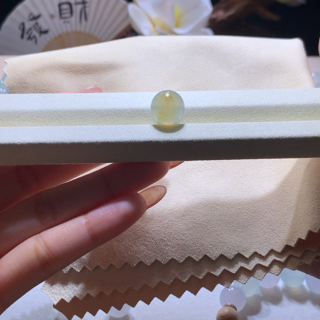 散珠翡翠桂花黄珠子12m m