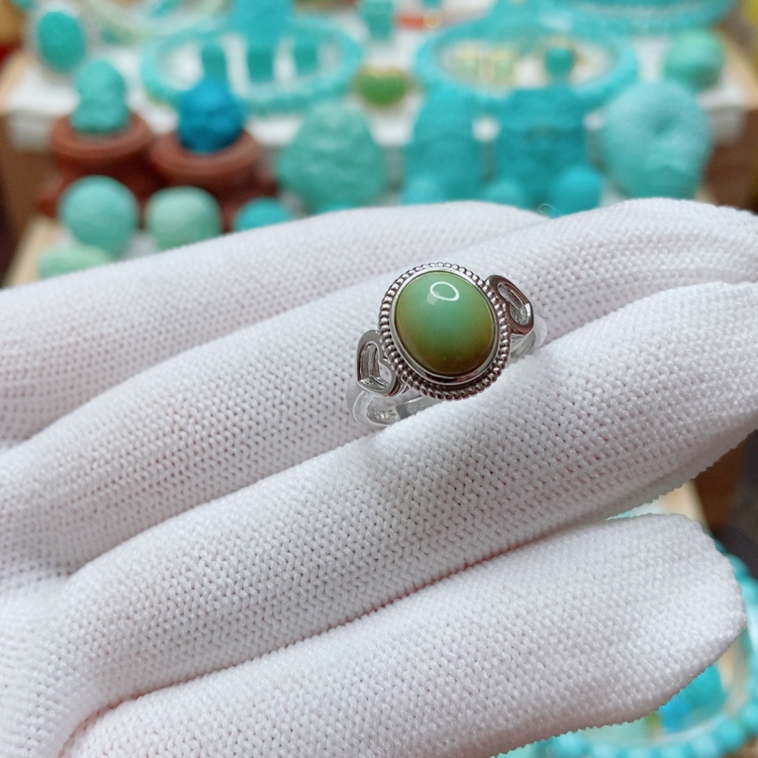 绿松石银S925镶嵌戒指