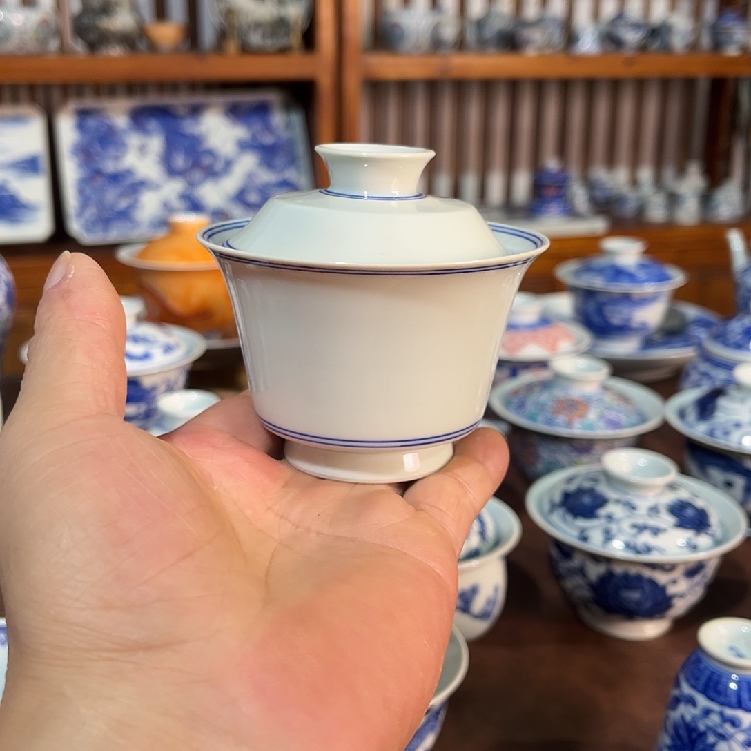 錡镇堂手工手绘绘盖碗
