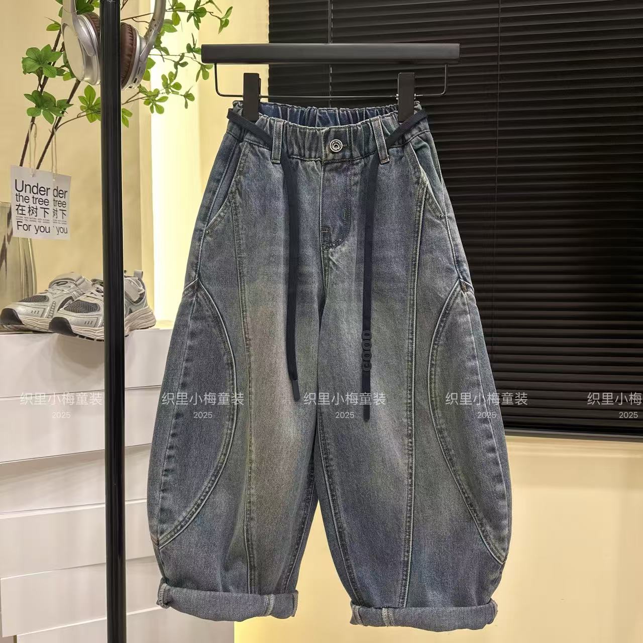 秋季新款美式宽松阔腿痞帅韩版洋气潮直筒休闲牛仔裤zLxm9426