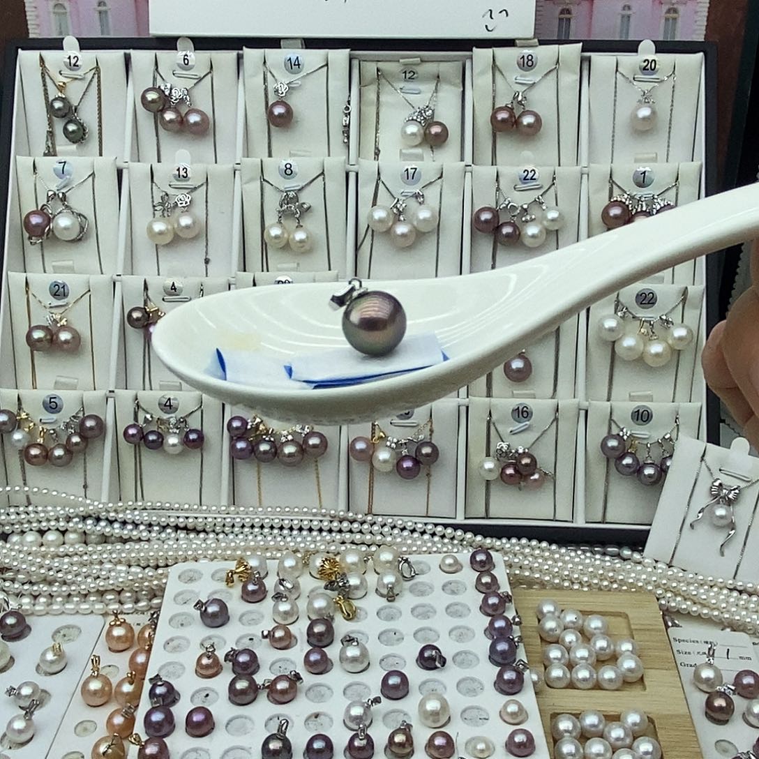 淡水珍珠银S925镶嵌吊坠(不含链)