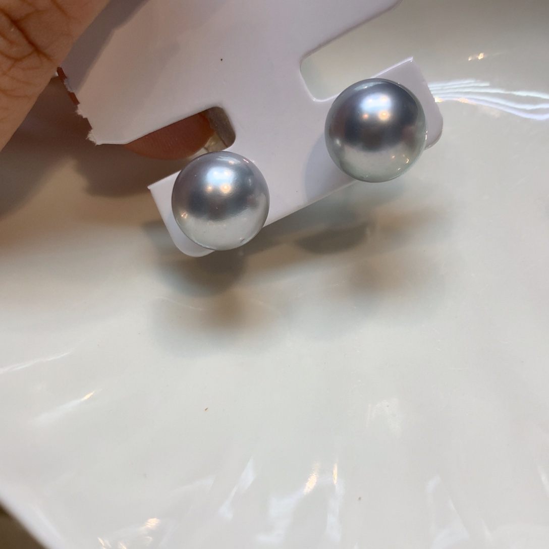 银S925镶嵌海水珍珠耳饰