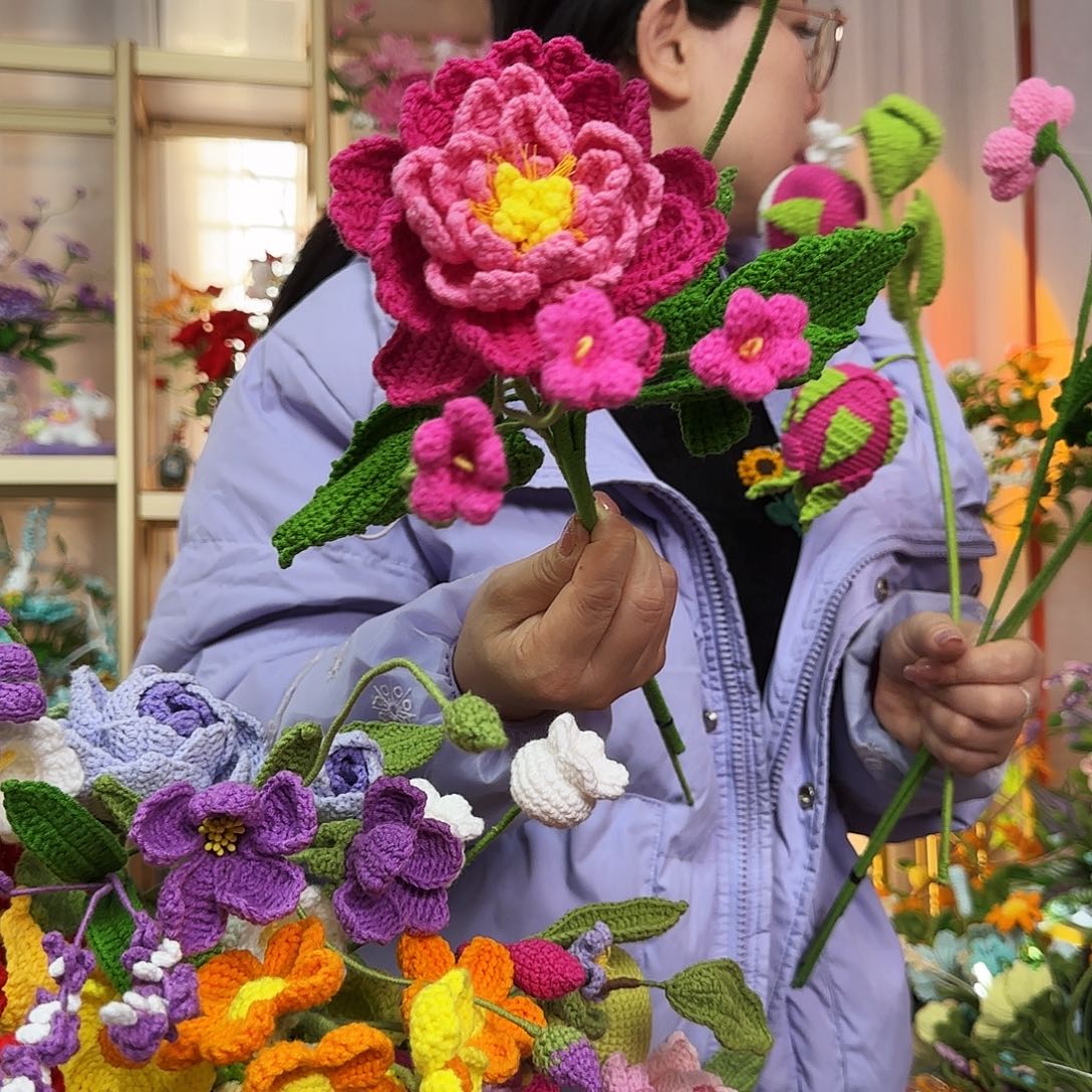 纯手工钩织钩织花束