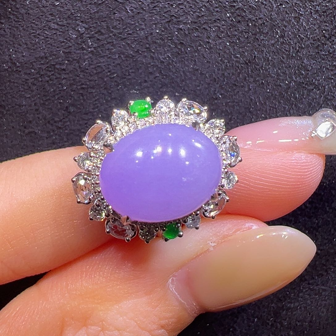 早***.翡翠18K金镶嵌戒指蛋面两用款可当吊坠