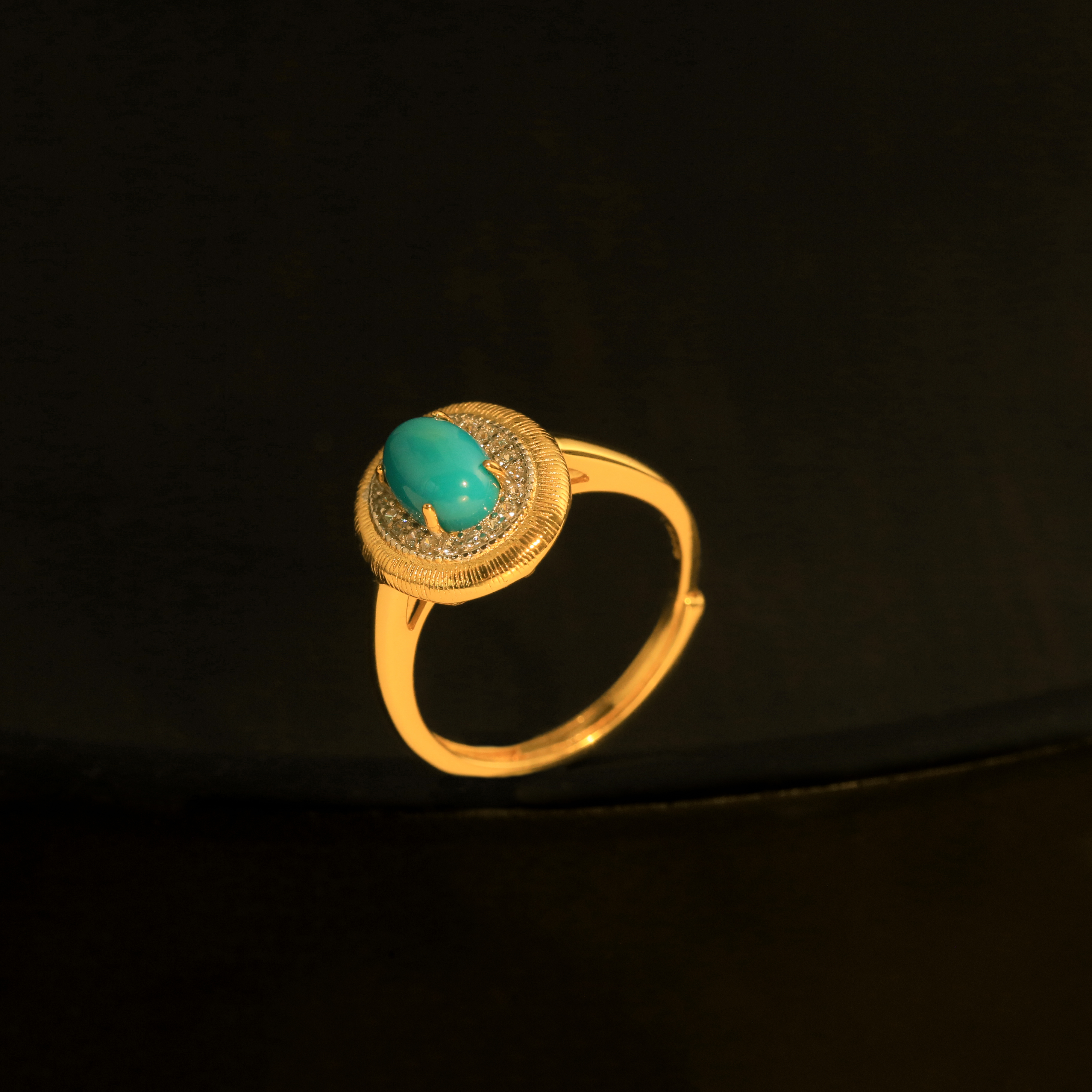 【珞宁专属】绿松石旦形戒指5*7mm（扎克里） BJH0311A