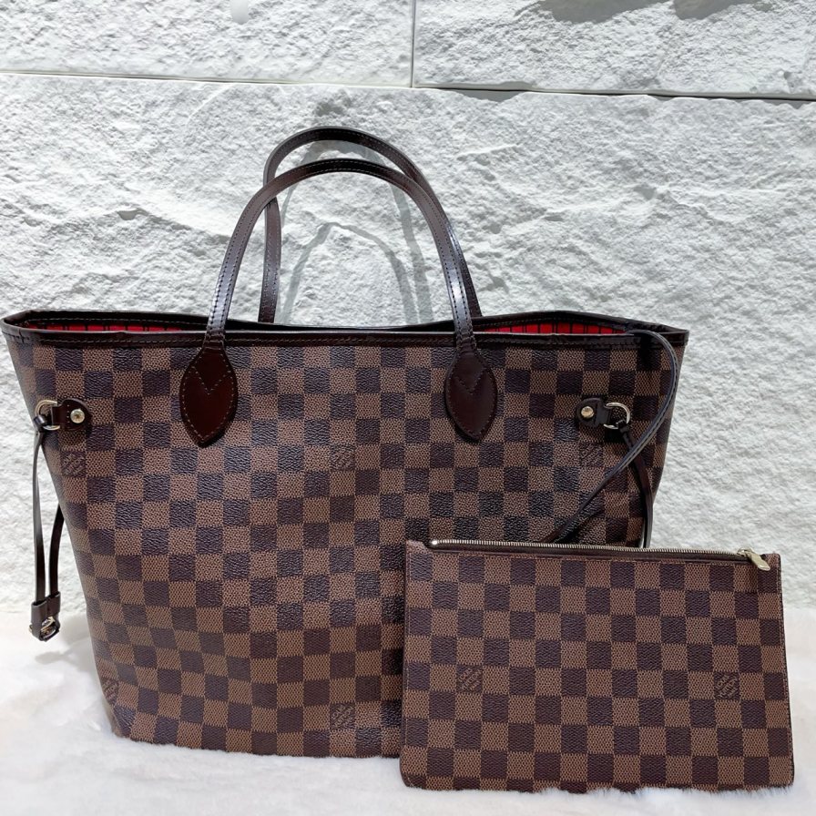 95新 LouisVuitton/路易威登 1160 6527 lv棕棋盘格nf中号有子袋