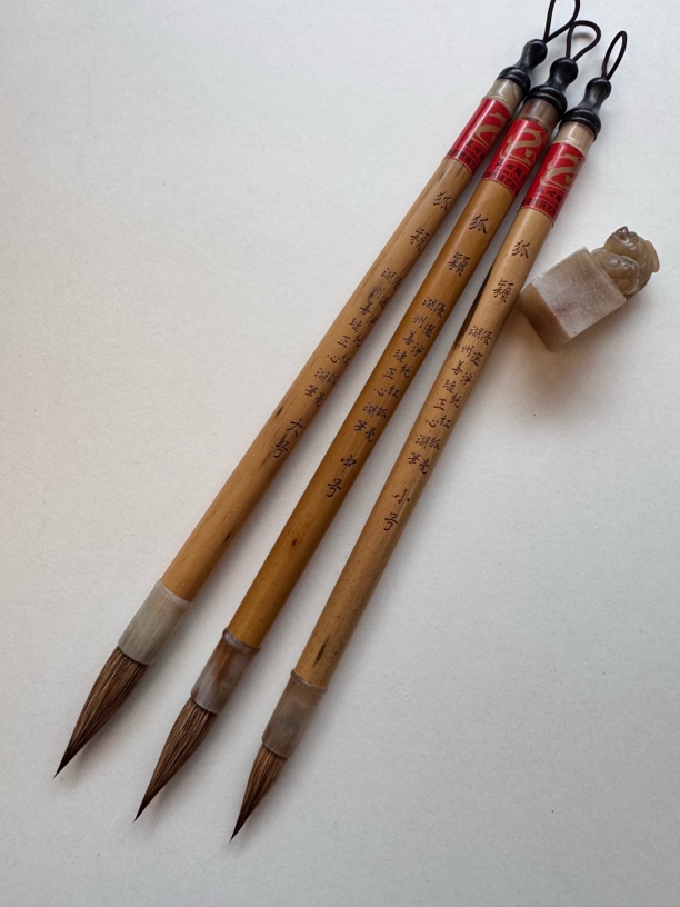 狐颖-优选净纯书法红狐毫大号4*1/中号3.8*0.9/小号毛笔2.9*0.8