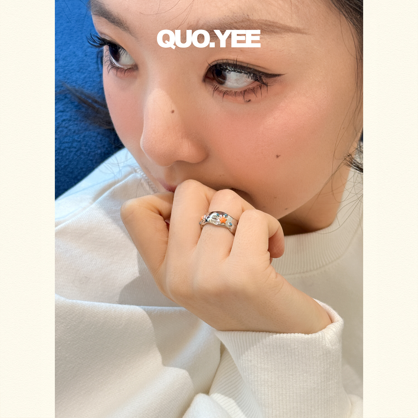 合金戒指 QUOYEE 韩系首饰 手工彩油漆戒指 女 开口设计YX11