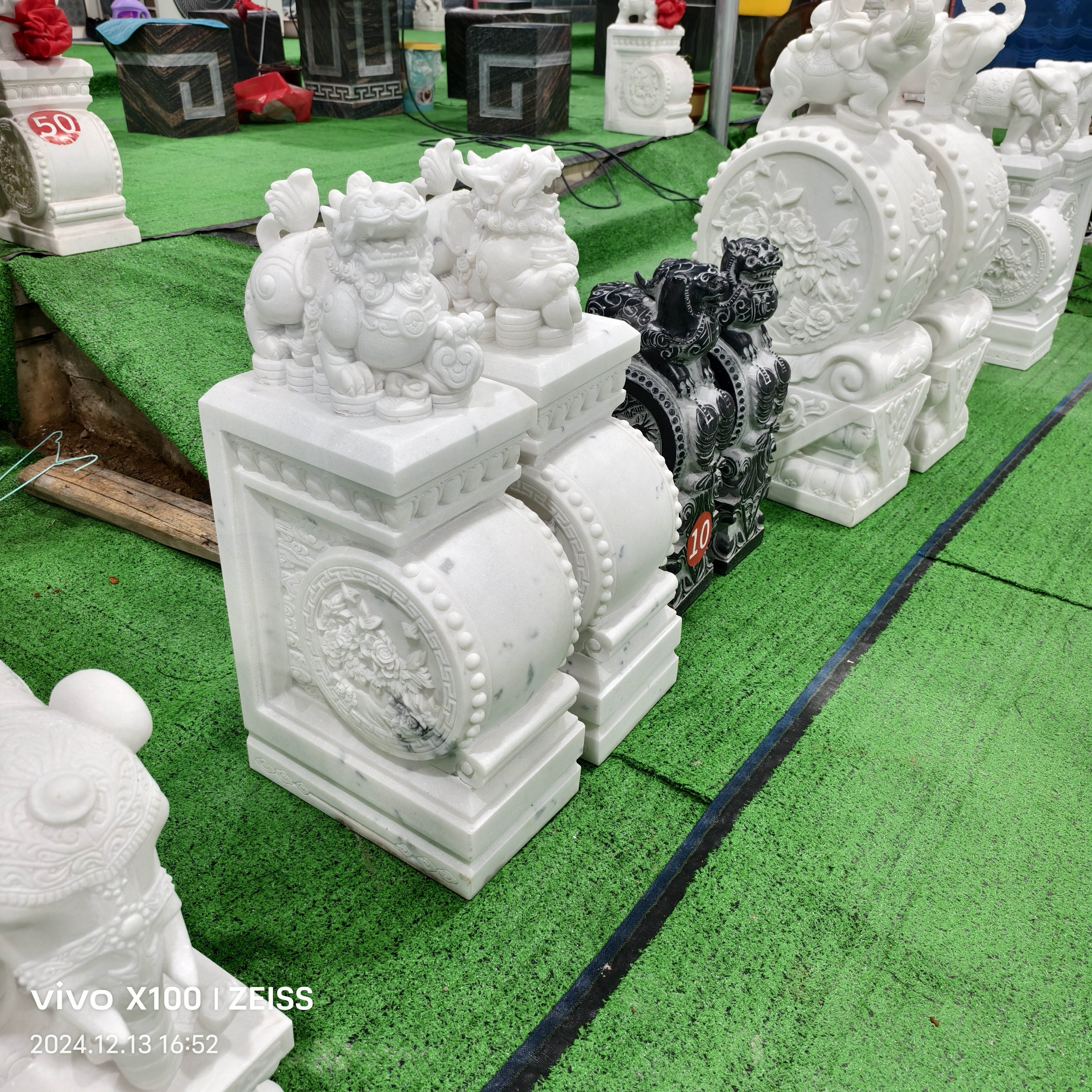 天然汉白玉石雕貔貅抱鼓石门鼓庭院门口摆件高度80定金