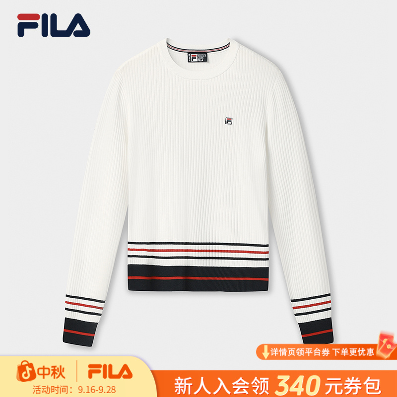 Fila/斐乐秋季新款女士条纹长袖户外休闲运动编织衫F11W548408F