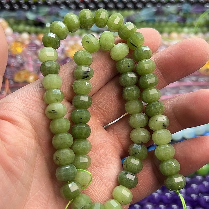 玛瑙/玉髓未镶嵌珠宝半成品碧玉南瓜珠切面10mm