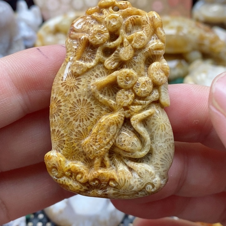 硅化珊瑚（珊瑚玉）颈饰未镶嵌