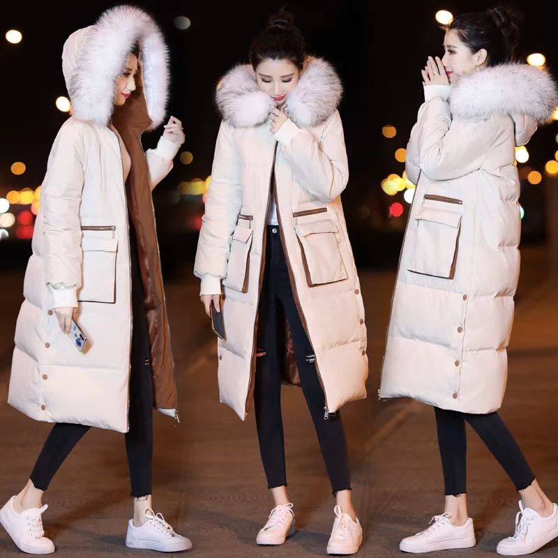 0049 2XL5 M4带毛领棉服2024新款宽松加厚保暖时髦中长款面包服