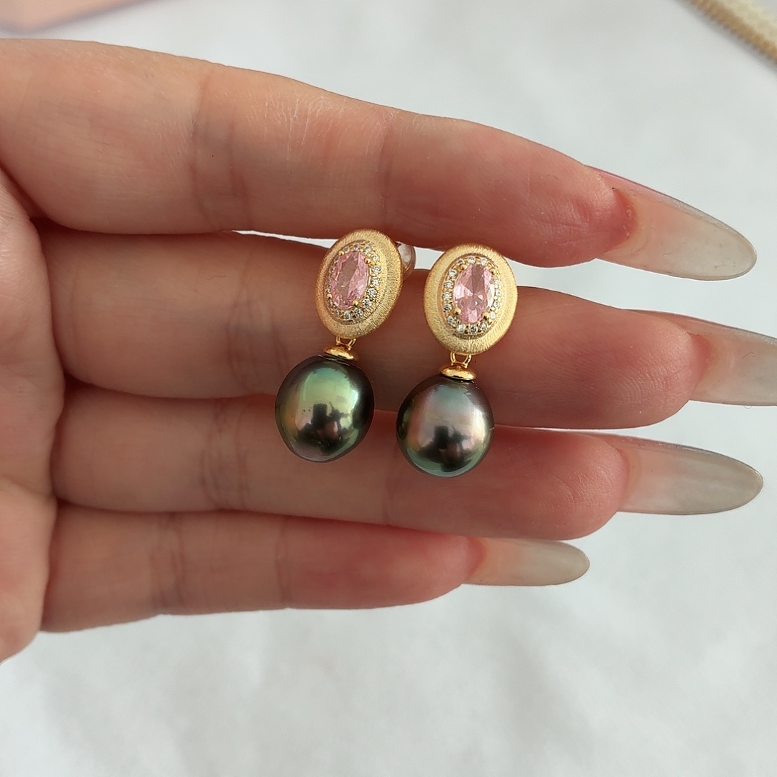 耳饰银S925镶嵌海水珍珠