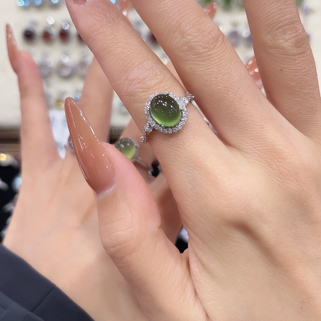 ^****岫玉银S925镶嵌戒指