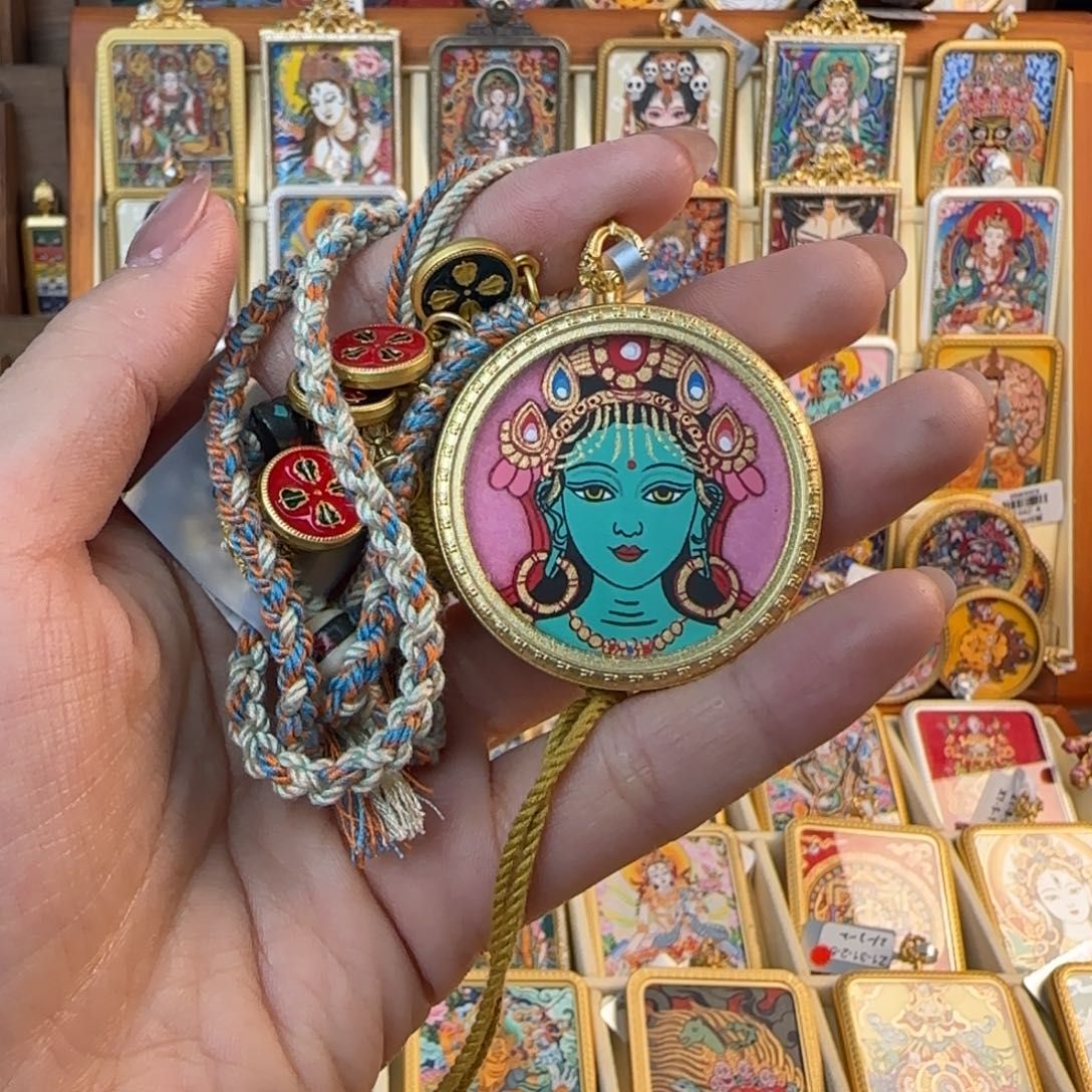 波***儿吊坠古祥手绘唐卡