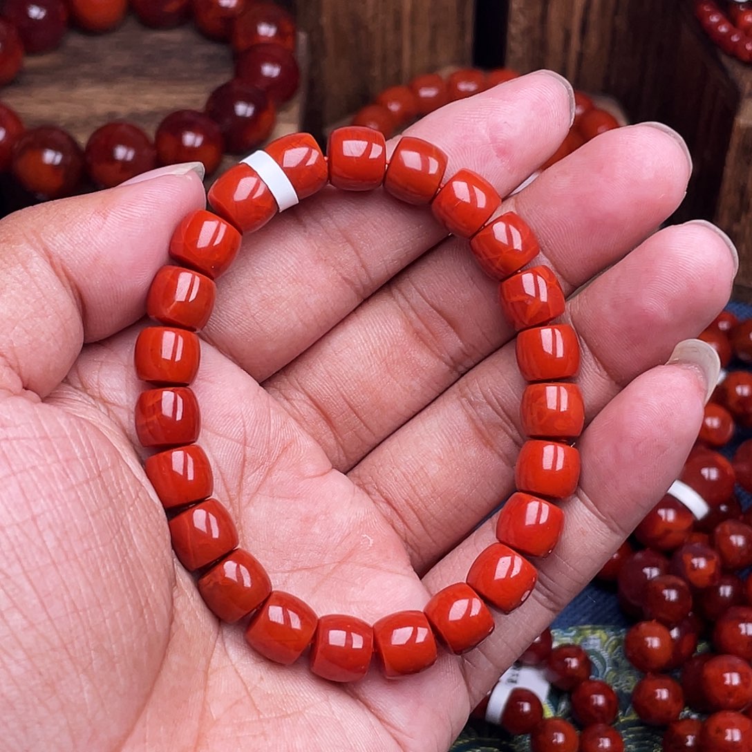 厚***9南红玛瑙未镶嵌手链南红瓦西卡9直切