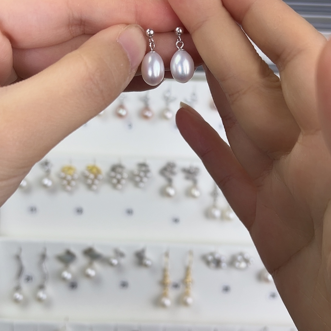 婷***婷淡水珍珠耳饰银S925镶嵌