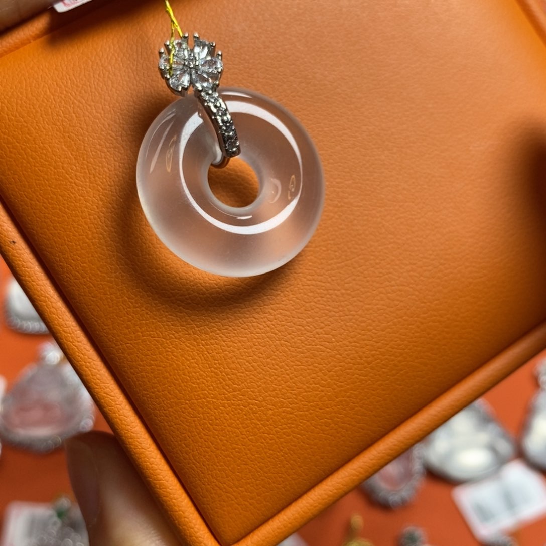 石英质玉甜甜圈银S925镶嵌