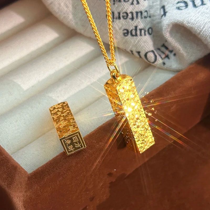 钨合金吊坠 情侣女中国风小方砖不掉色饰品小众简约 JG-3001项链