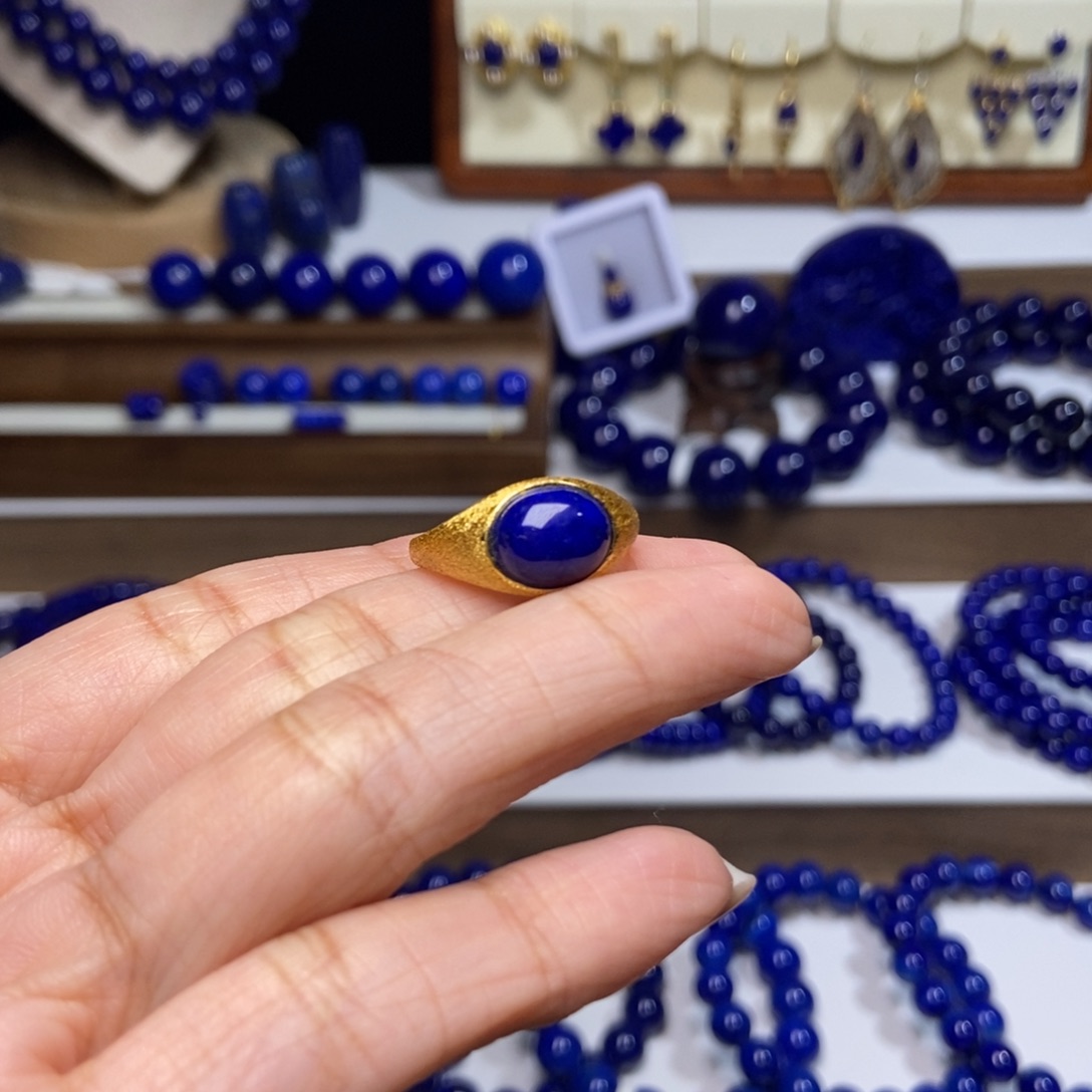 念****青金石银S925镶嵌戒指