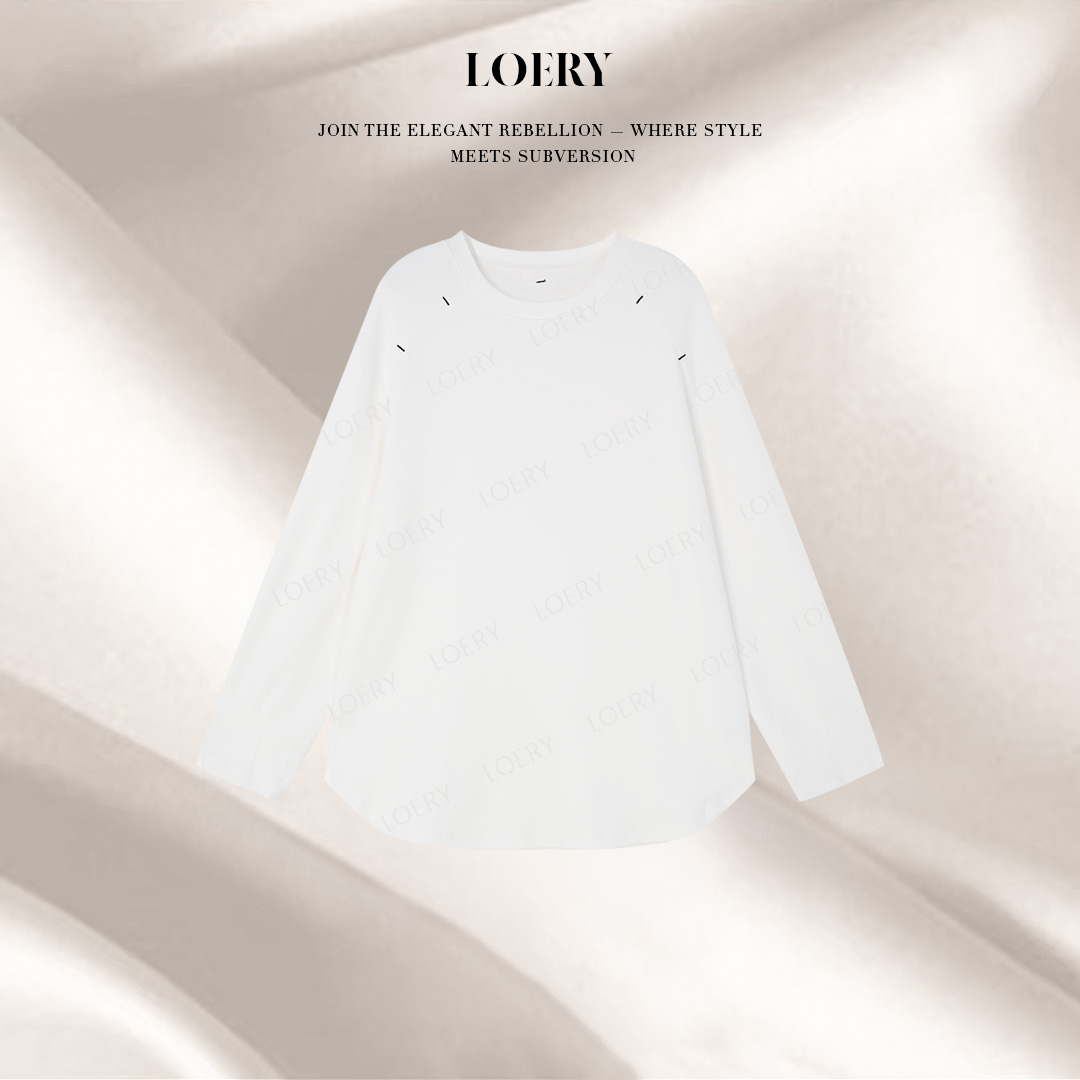 LOERY【轻氧T编号188】松弛感肩部刺绣设计长绒棉百搭显瘦上衣23235