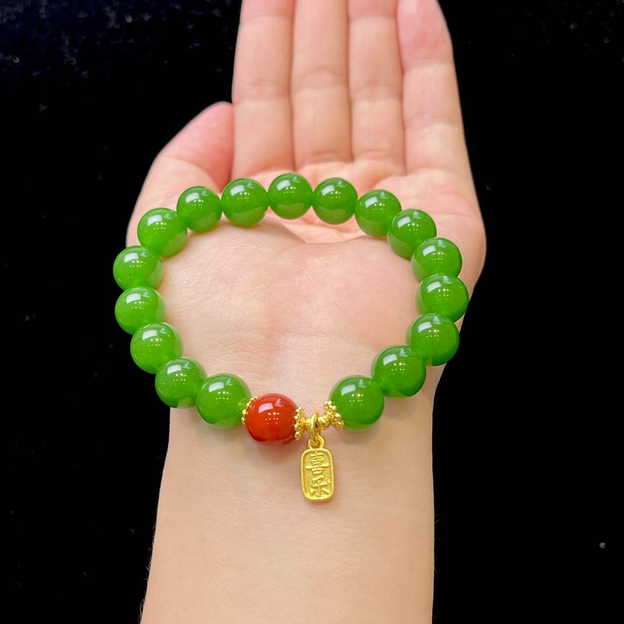 苹果绿玉珠手串 C02-28