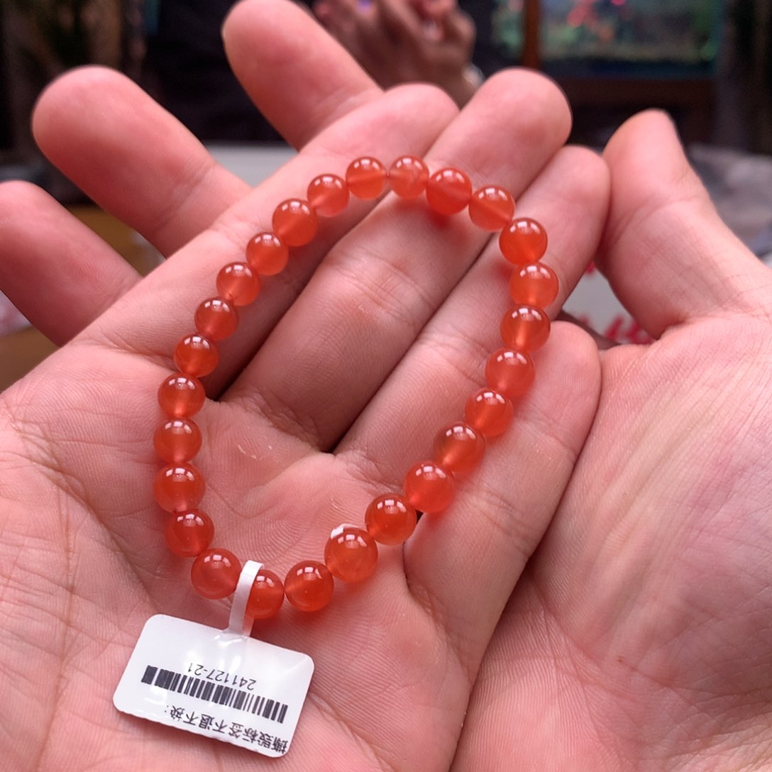 南红玛瑙单圈未镶嵌7mm➕河湾冰红