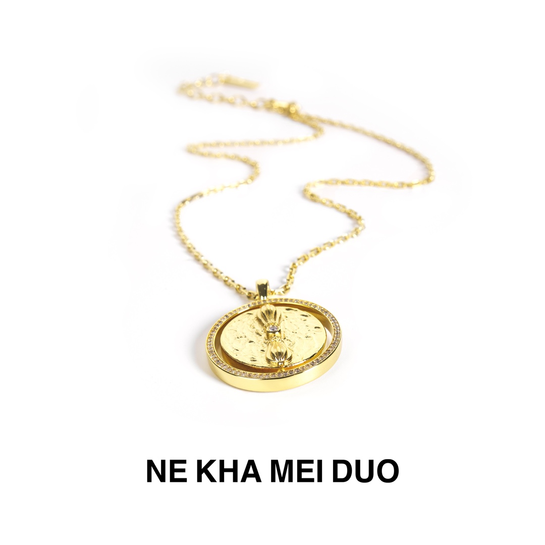 铜合金项链 NKMD尼卡梅朵｜ 金刚杵&向日葵双面吊坠项链
