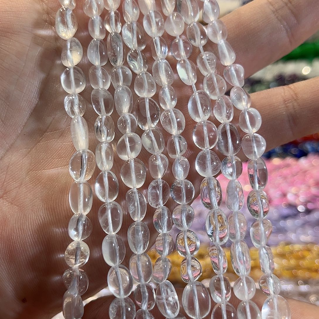 合金玛瑙/玉髓珠宝半成品白水晶土豆一条高透