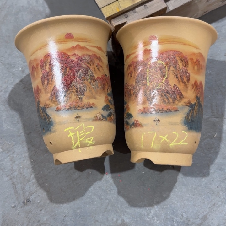 紫砂紫砂花盆破损补发高度22口径17俩只 微瑕画面