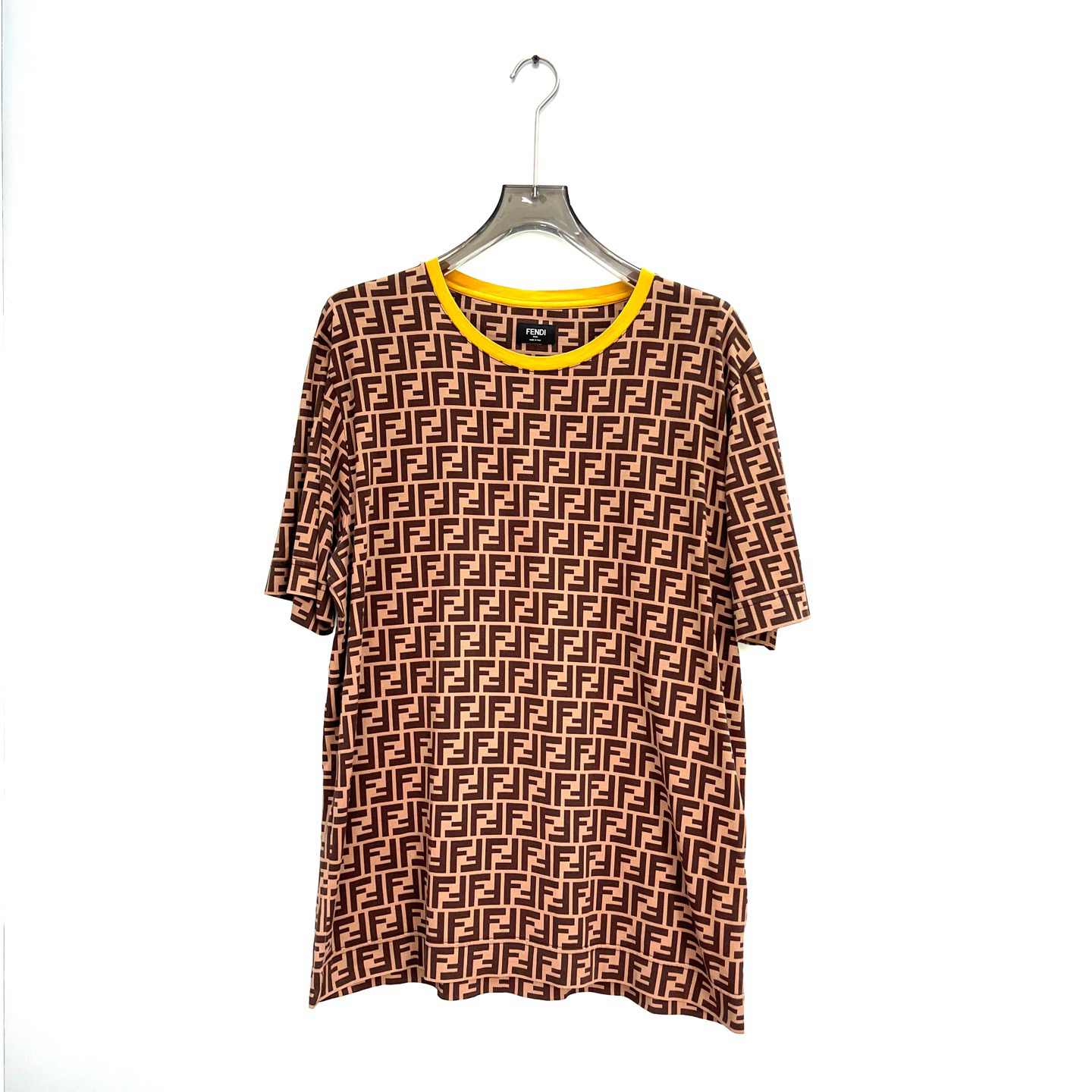99新 FENDI/芬迪 棕色F老花满印短袖/XL码（北京）