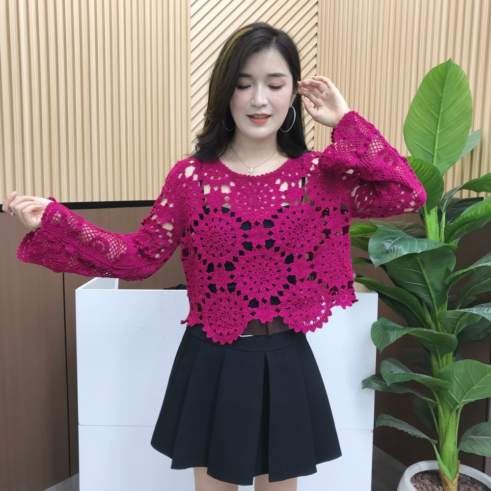 法式复古镂空洋气上衣女2025秋季流行单品新款罩衫别致超好看小衫