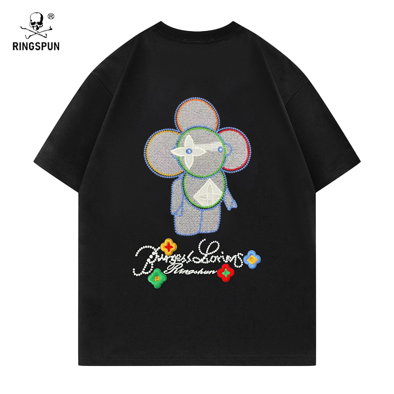 RINGSPUN【花仔】重磅可变色潮牌T恤男 圆领休闲短袖T恤男女同款