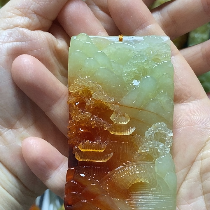 漪***漪未镶嵌蛇纹石玉手把件