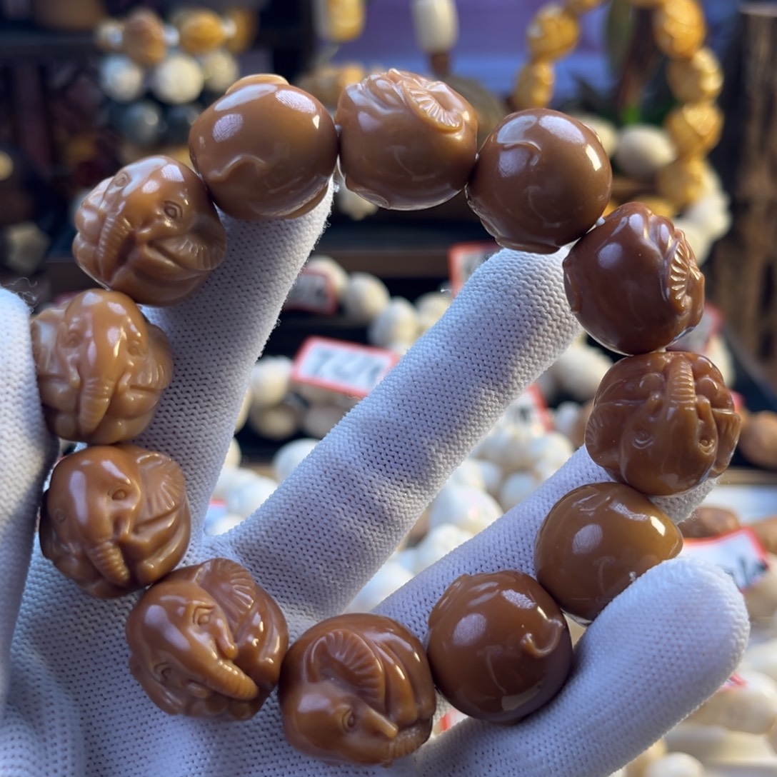 菩提根/象牙果手串-只有我家有的小象-风化色