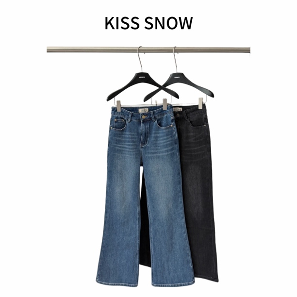 【KS】新 植绒微喇牛仔裤