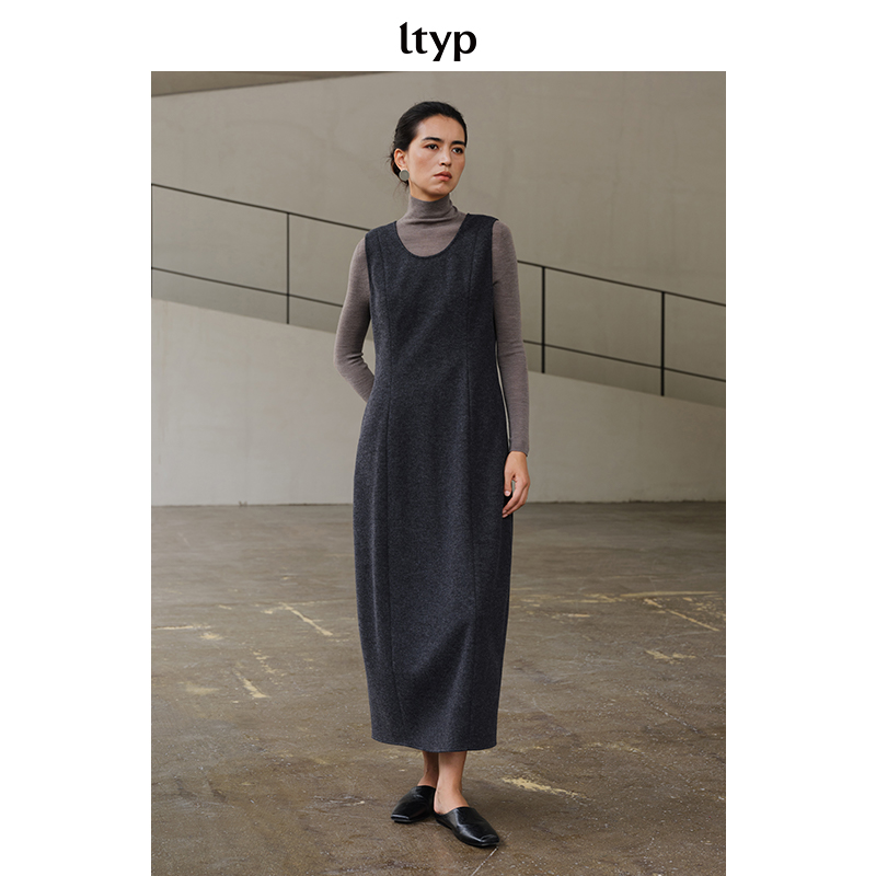ltyp 11.2 羊毛棉针织花苞连衣裙 优雅无袖长裙女春季Y101254091