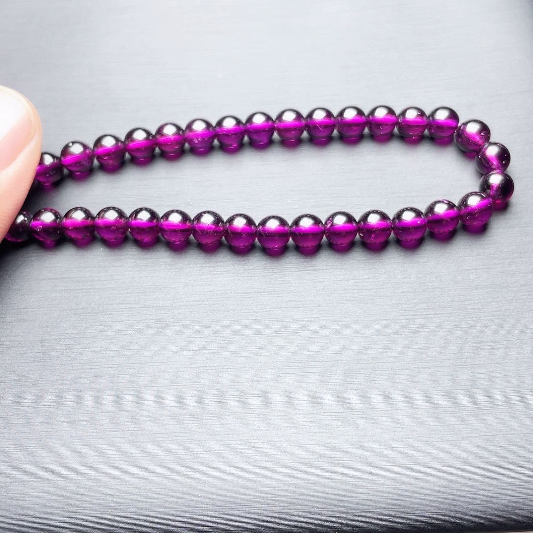 石榴石手链未镶嵌库*拉6.0MM毕业级紫牙乌单圈天花板冷紫