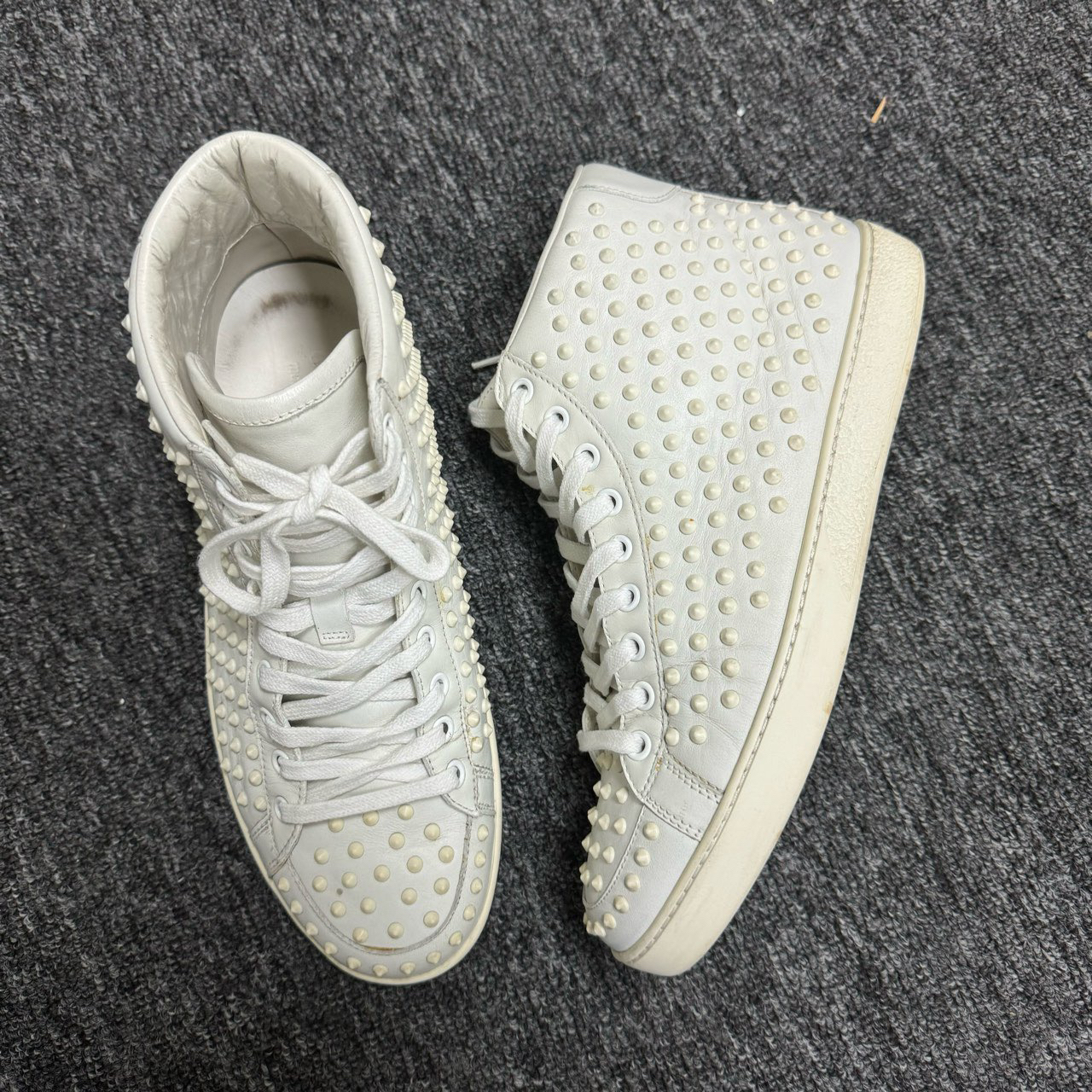 95新 GUCCI/古驰 /40码/白色柳丁高帮板鞋/公价5400/